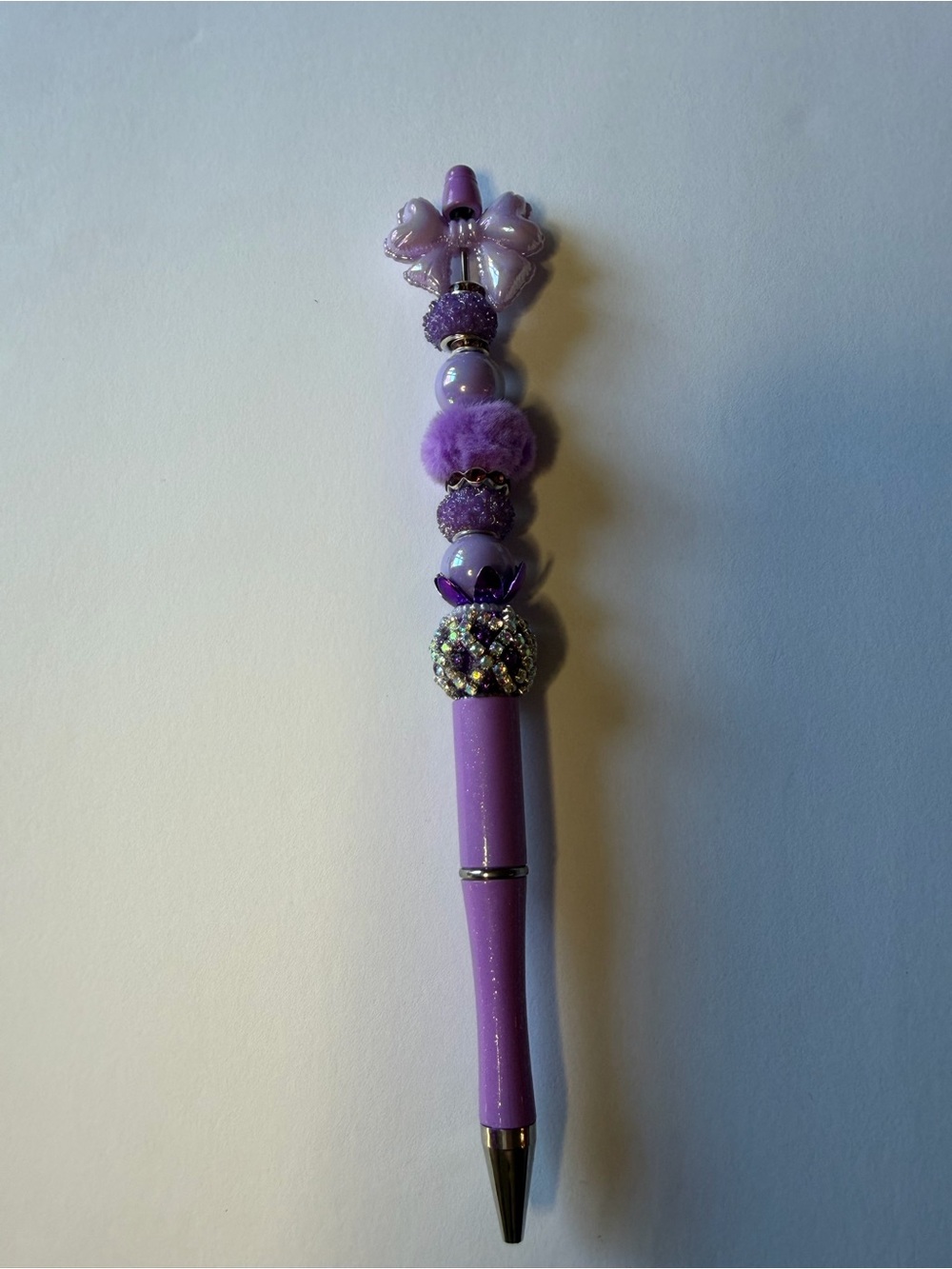 Purple Beaded Bow Ballpoint Pen - Women Accessories